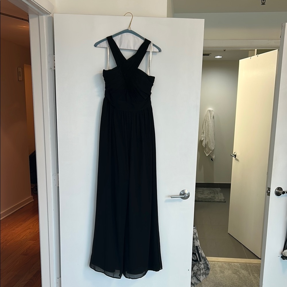 Azazie Black Sleeveless Halter Gown